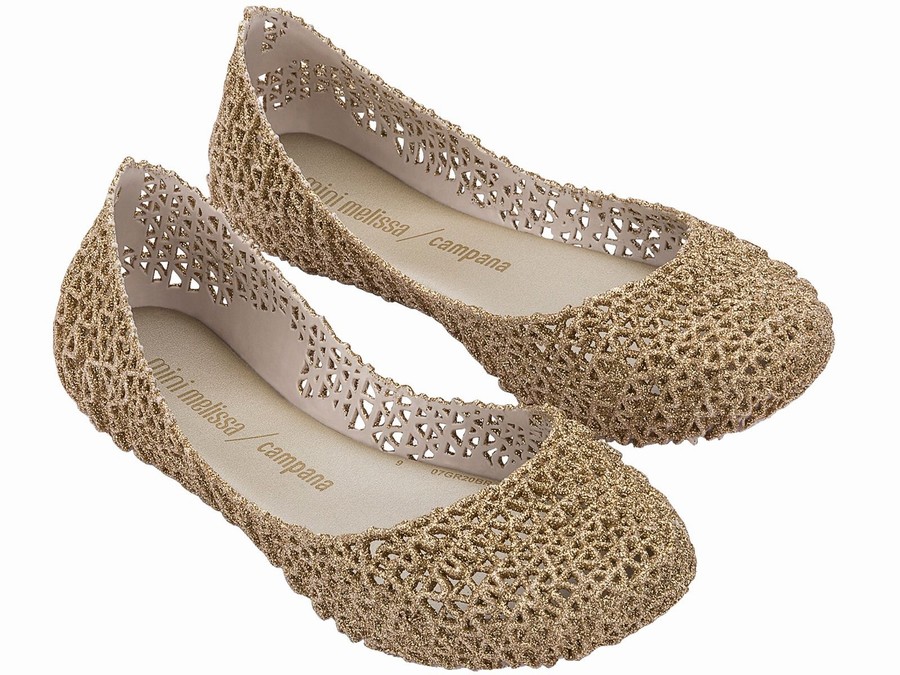 Bailarinas Melissa Campana Papel Glitter Niños - Doradas - Argentina BPY-569207